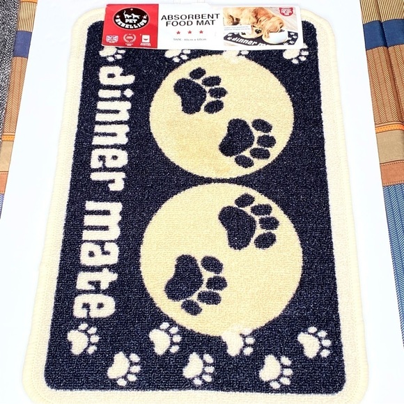 Rebellion Other - Absorbent Dog Food Mat - Navy Blue & Beige - New with Tag